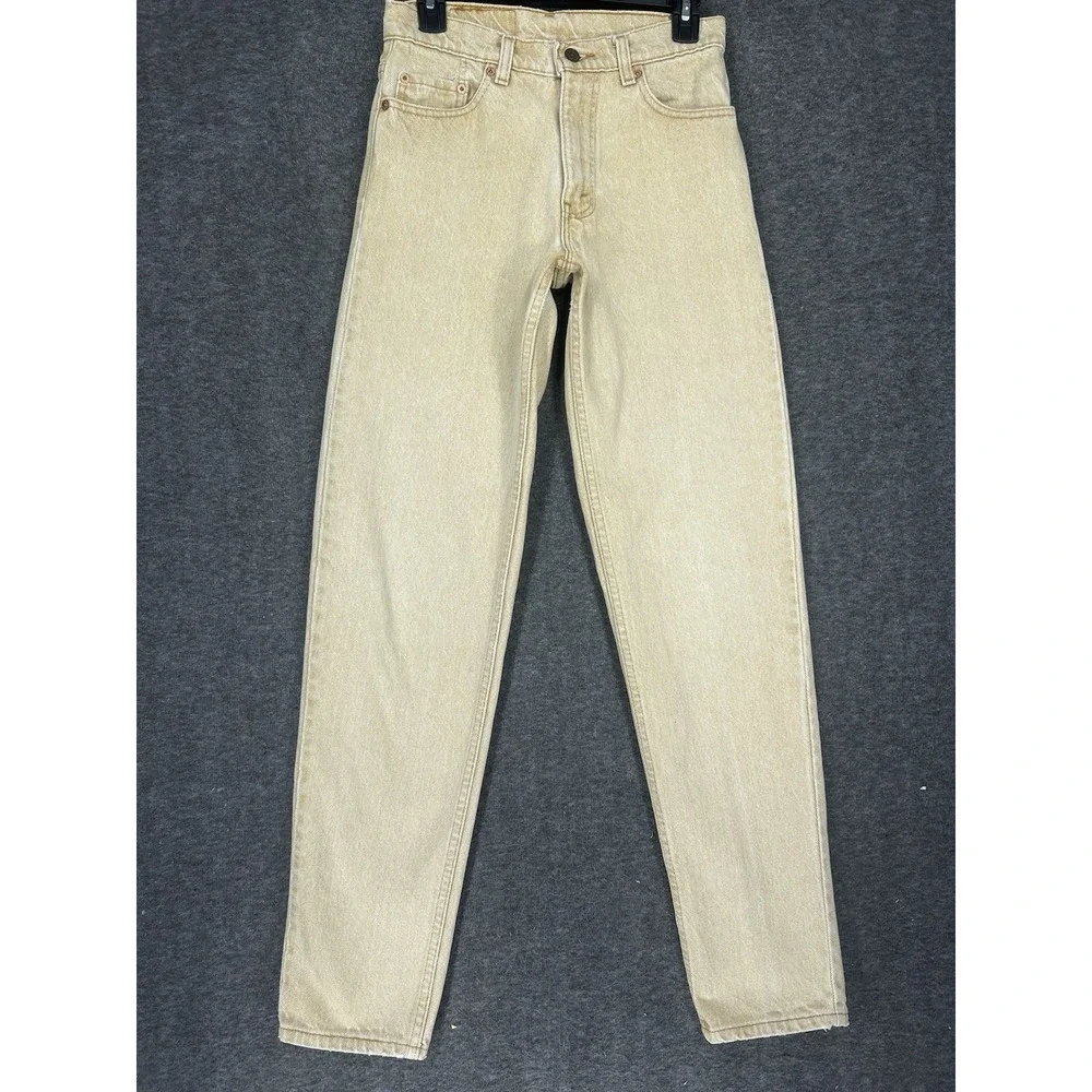 Vintage 90s Levi's 550 Jeans Mens‎ 28x33 (Tag 29x34) Beige Denim made in usa